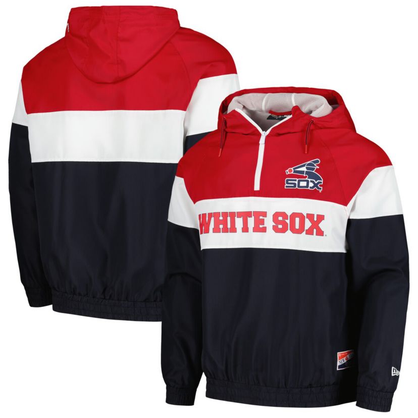 Chicago White Sox MLB Chicago Sox Ripstop Raglan Quarter-Zip Hoodie Windbreaker Jacket