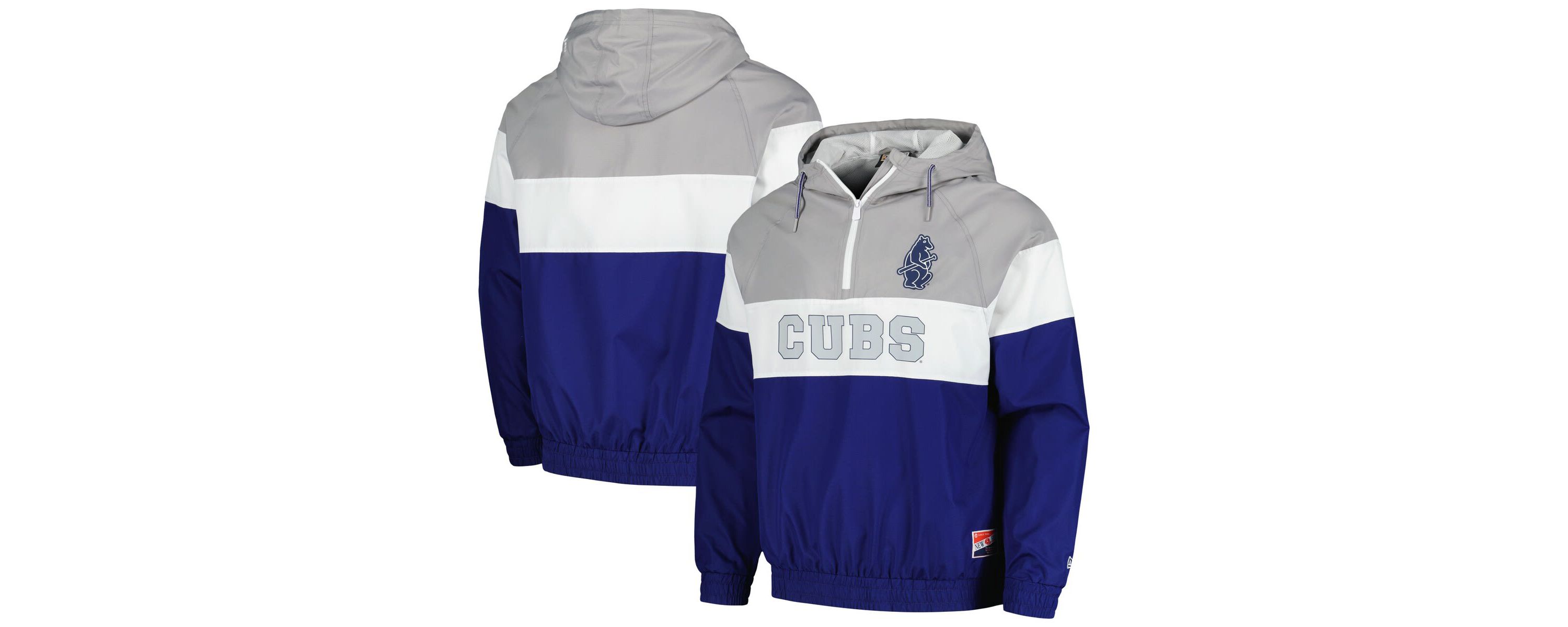 MLB Chicago Cubs Ripstop Raglan Quarter-Zip Hoodie Windbreaker Jacket