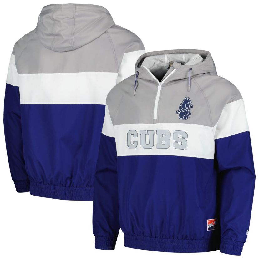MLB Chicago Cubs Ripstop Raglan Quarter-Zip Hoodie Windbreaker Jacket