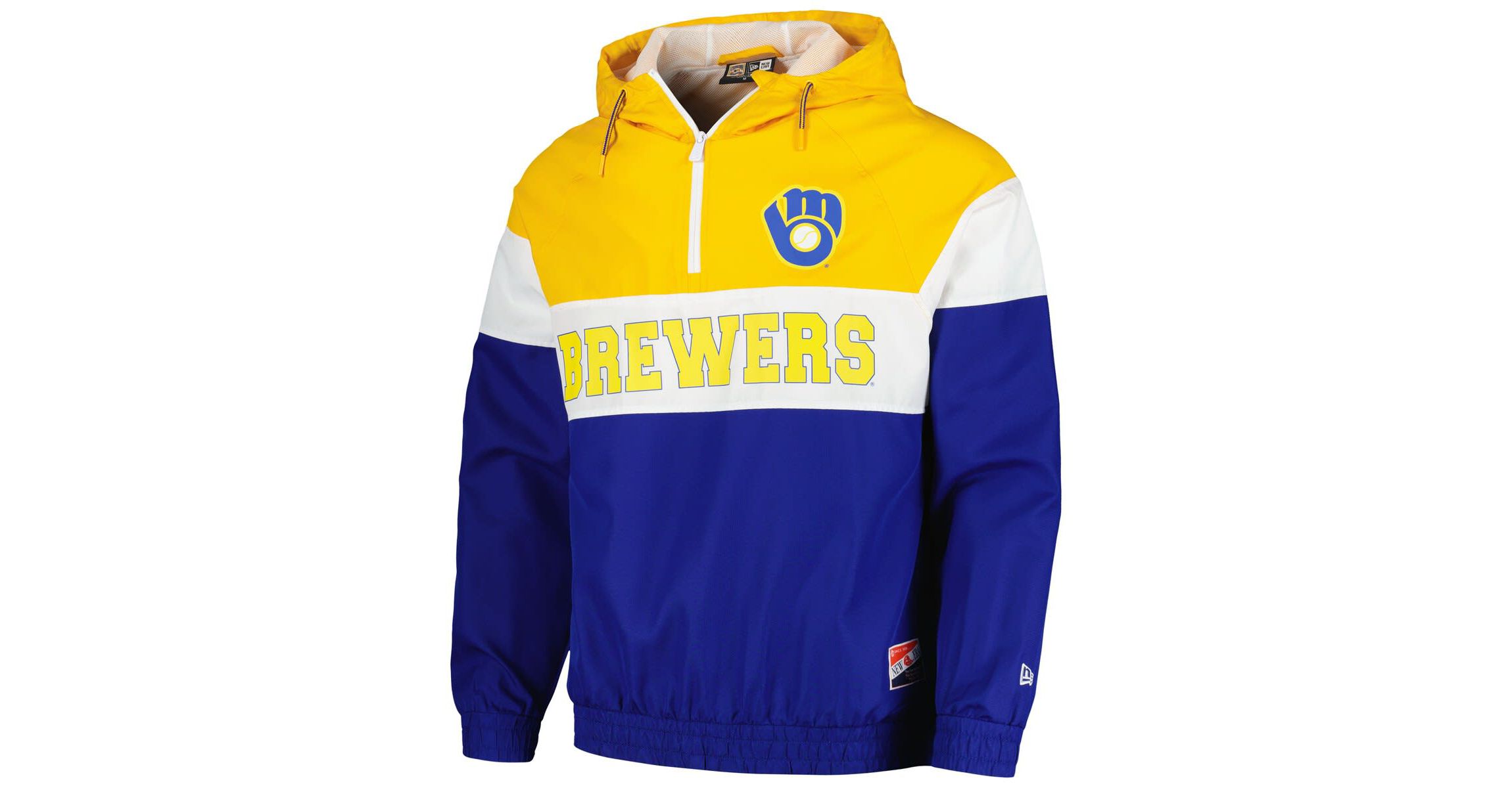 MLB Milwaukee Brewers Ripstop Raglan Quarter-Zip Hoodie Windbreaker Jacket