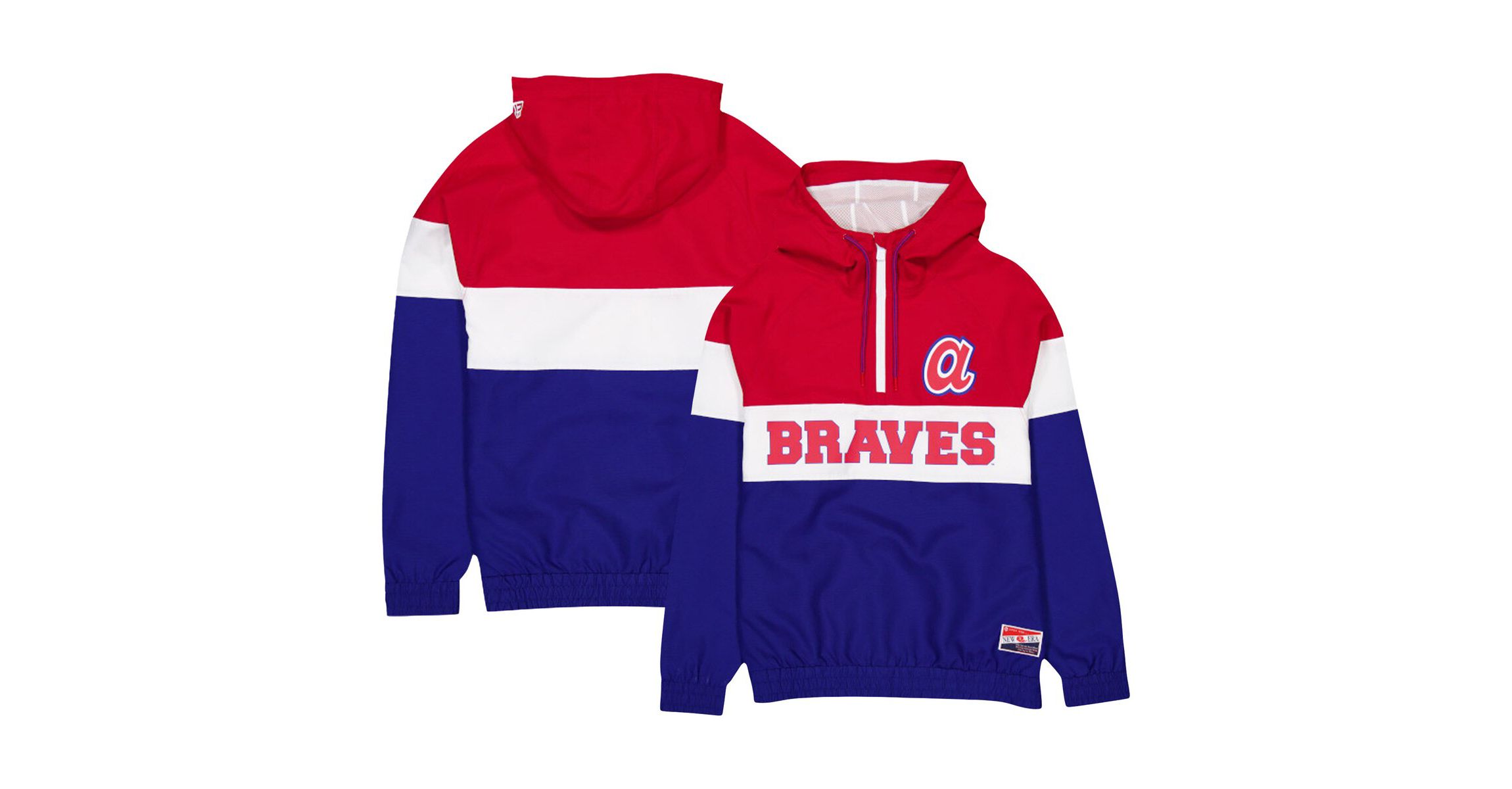 MLB Atlanta Braves Ripstop Raglan Quarter-Zip Hoodie Windbreaker Jacket