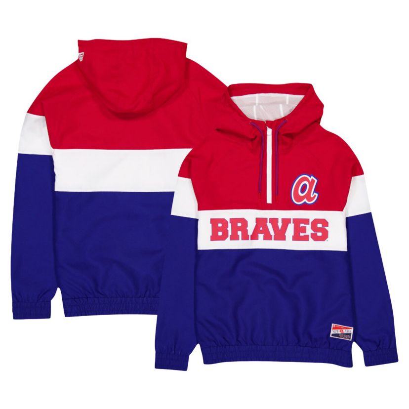 MLB Atlanta Braves Ripstop Raglan Quarter-Zip Hoodie Windbreaker Jacket