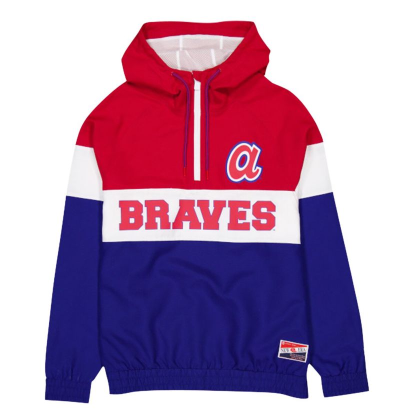 MLB Atlanta Braves Ripstop Raglan Quarter-Zip Hoodie Windbreaker Jacket
