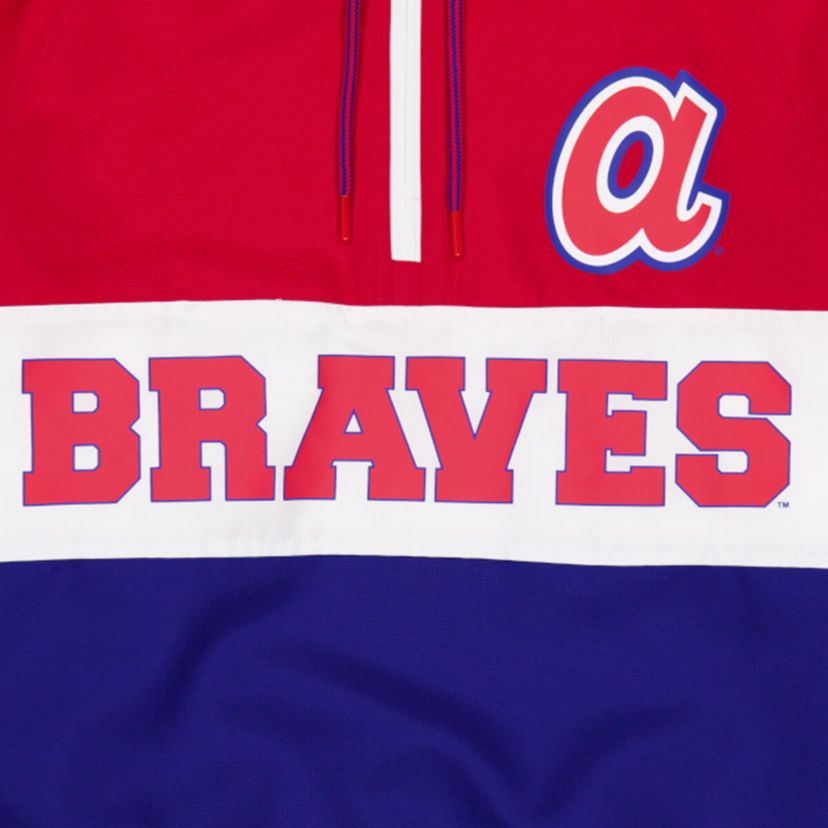 MLB Atlanta Braves Ripstop Raglan Quarter-Zip Hoodie Windbreaker Jacket