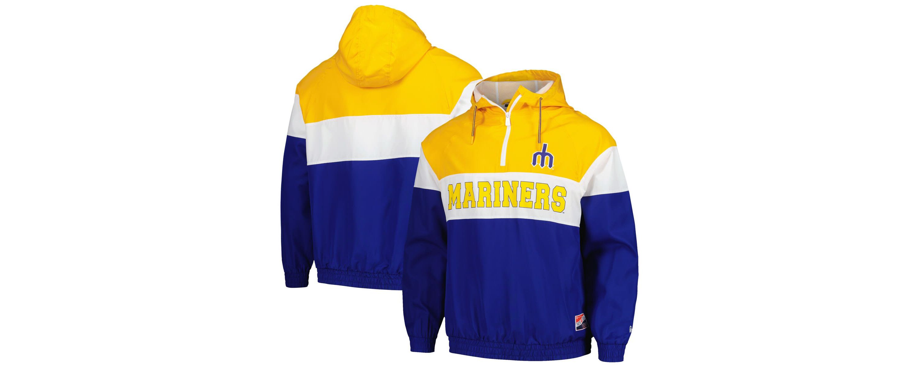 MLB Seattle Mariners Ripstop Raglan Quarter-Zip Hoodie Windbreaker Jacket