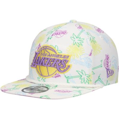 New Era Men's NBA Los Angeles Lakers Palm Trees and Waves Golfer Adjustable Hat, White