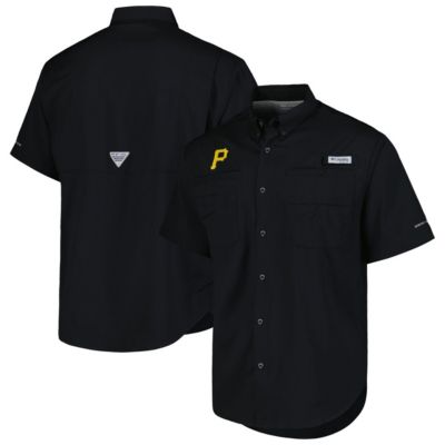 Columbia Men's MLB Pittsburgh Pirates Tamiami Omni-Shade Button-Down Shirt, Black, Medium