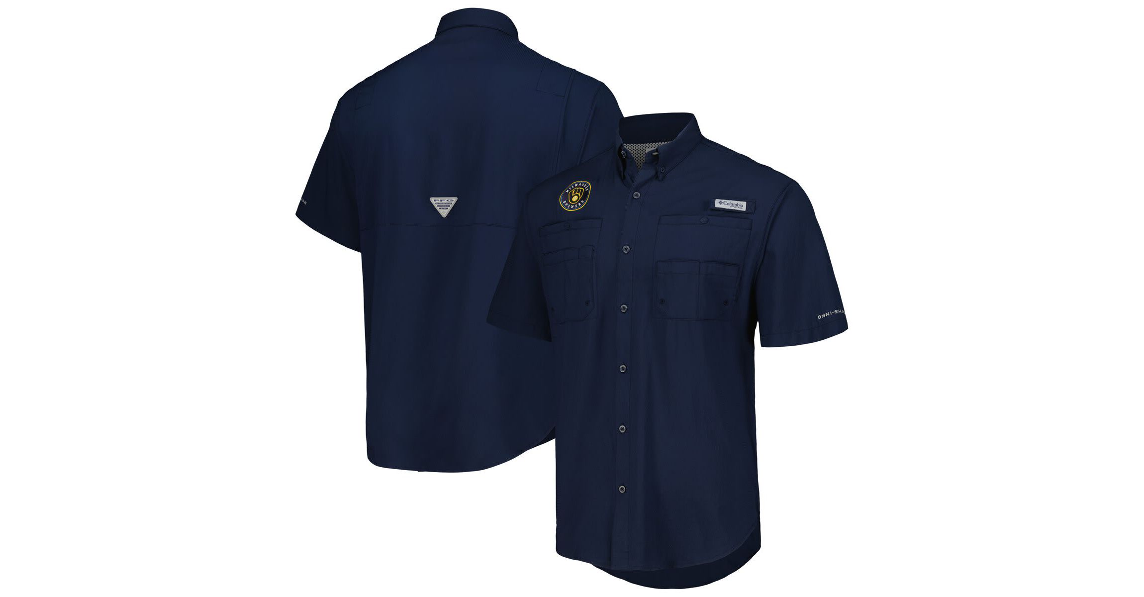 MLB Milwaukee Brewers Tamiami Omni-Shade Button-Down Shirt