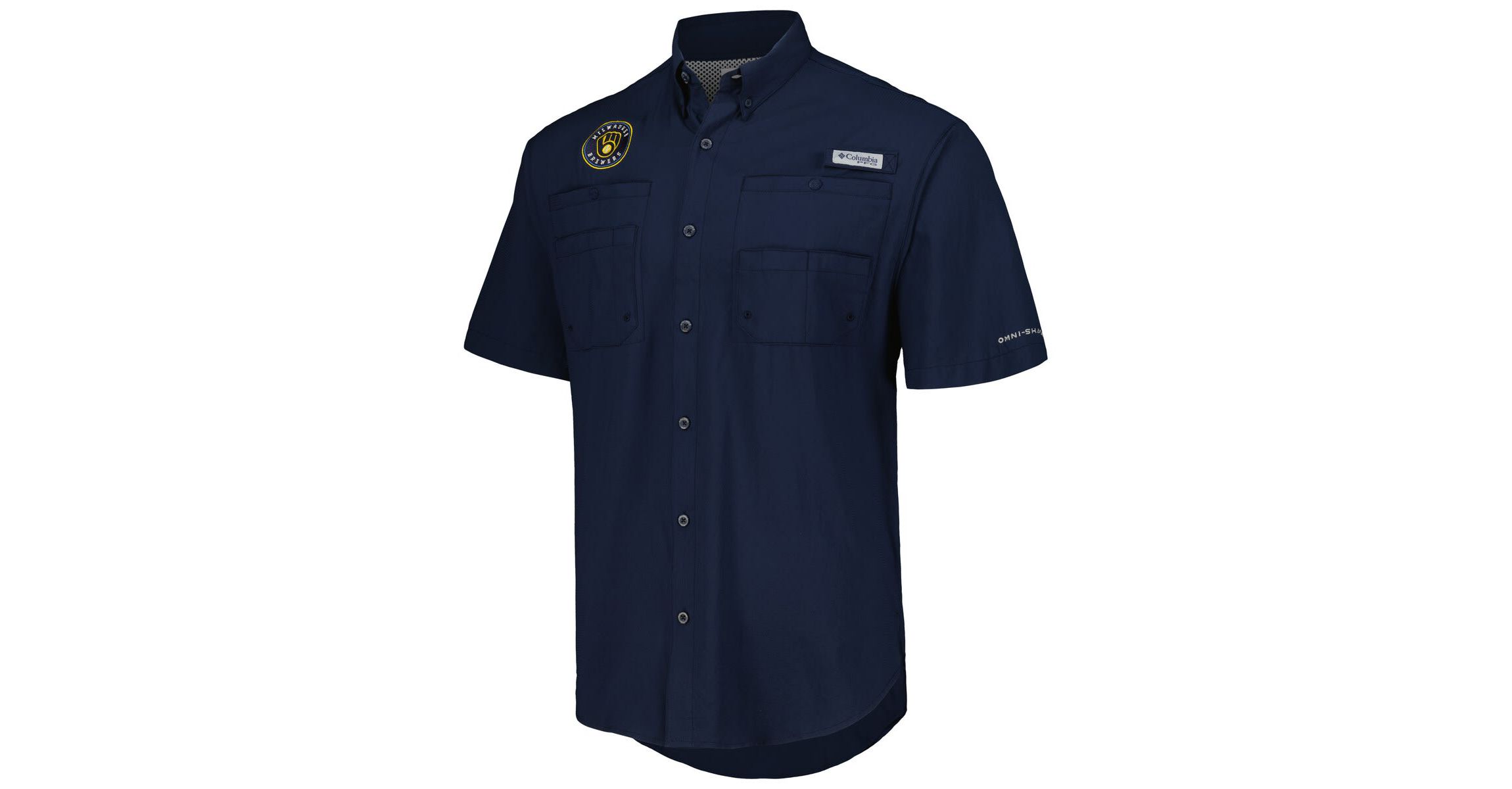 MLB Milwaukee Brewers Tamiami Omni-Shade Button-Down Shirt