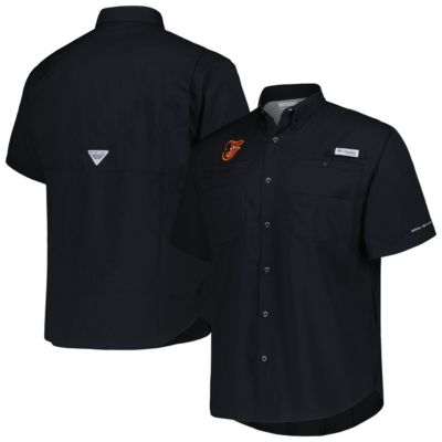 Columbia Men's MLB Baltimore Orioles Tamiami Omni-Shade Button-Down Shirt, Black, Medium