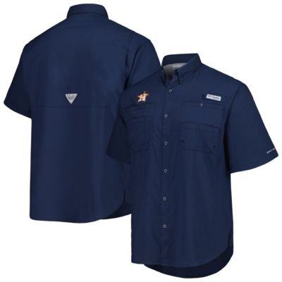 Columbia Men's MLB Houston Astros Tamiami Omni-Shade Button-Down Shirt, Navy Blue, Small