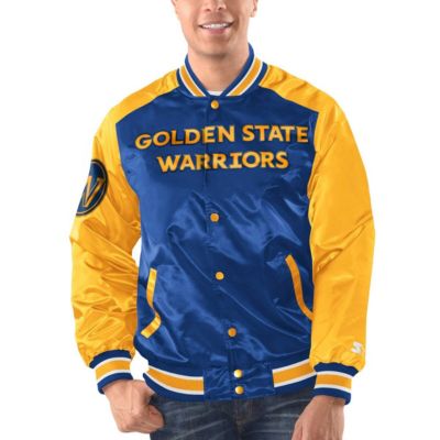 Starter Men's NBA Royal/Gold Golden State Warriors Renegade Satin Full-Snap Varsity Jacket