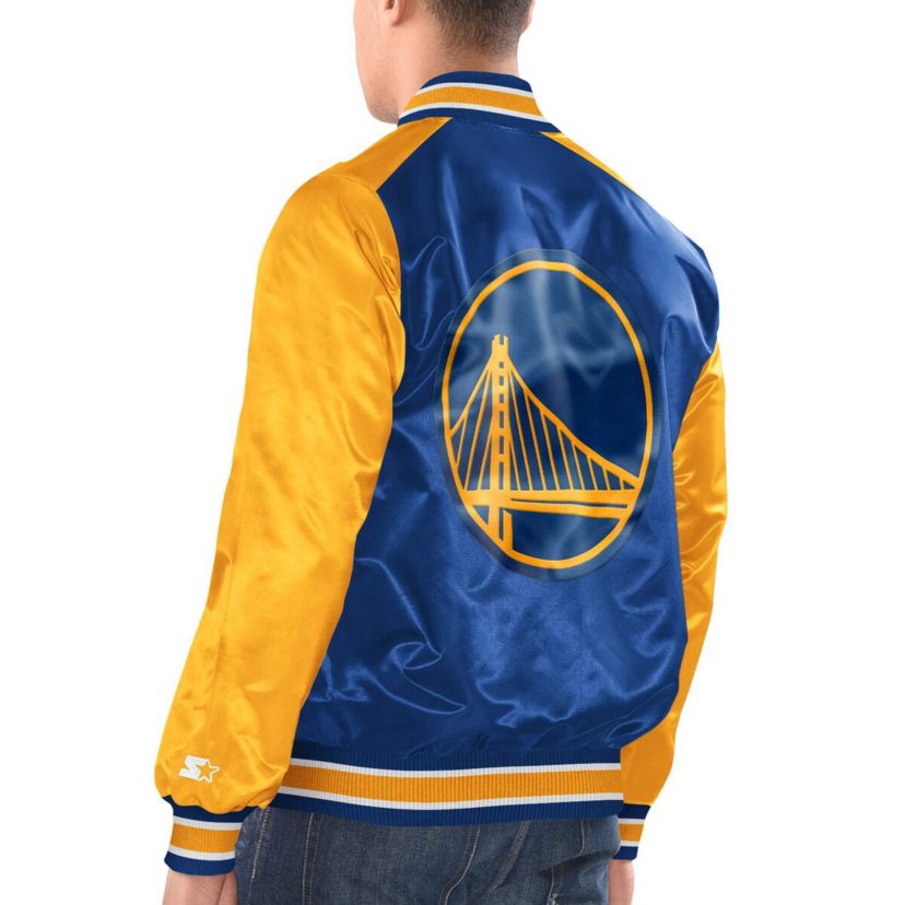 NBA Royal/Gold Golden State Warriors Renegade Satin Full-Snap Varsity Jacket