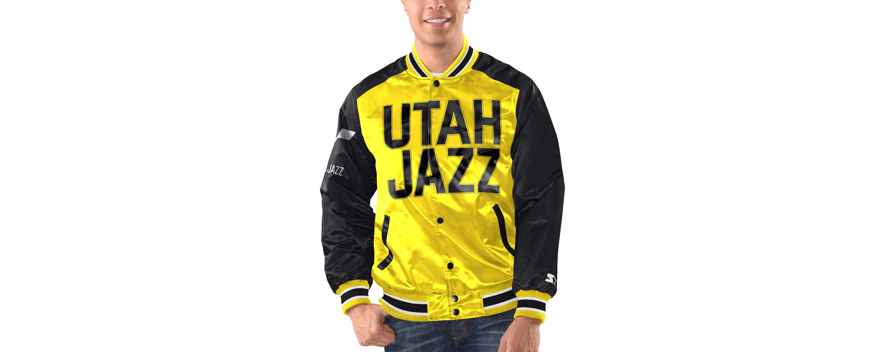 NBA Yellow/Black Utah Jazz Renegade Satin Full-Snap Varsity Jacket