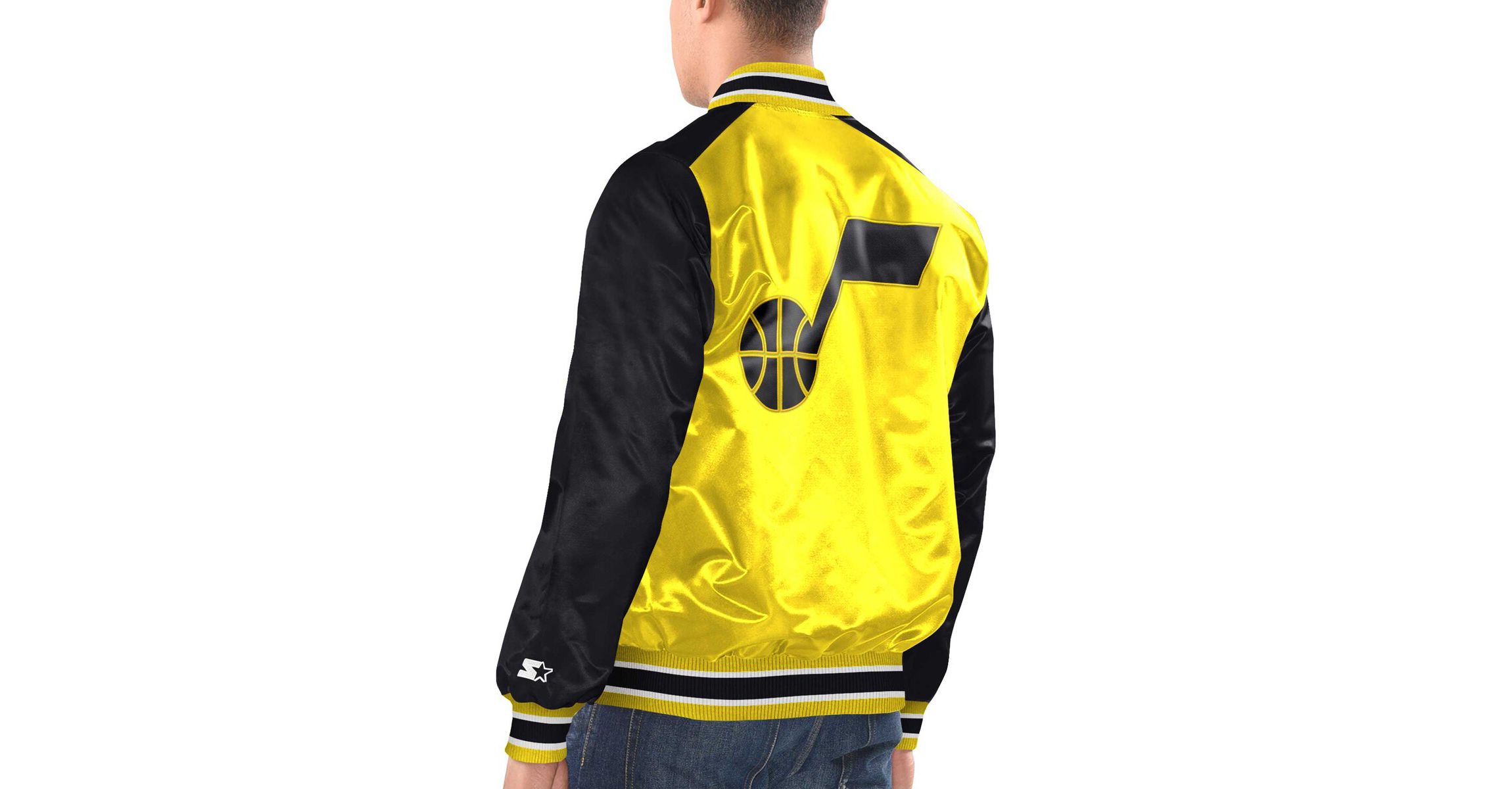 NBA Yellow/Black Utah Jazz Renegade Satin Full-Snap Varsity Jacket