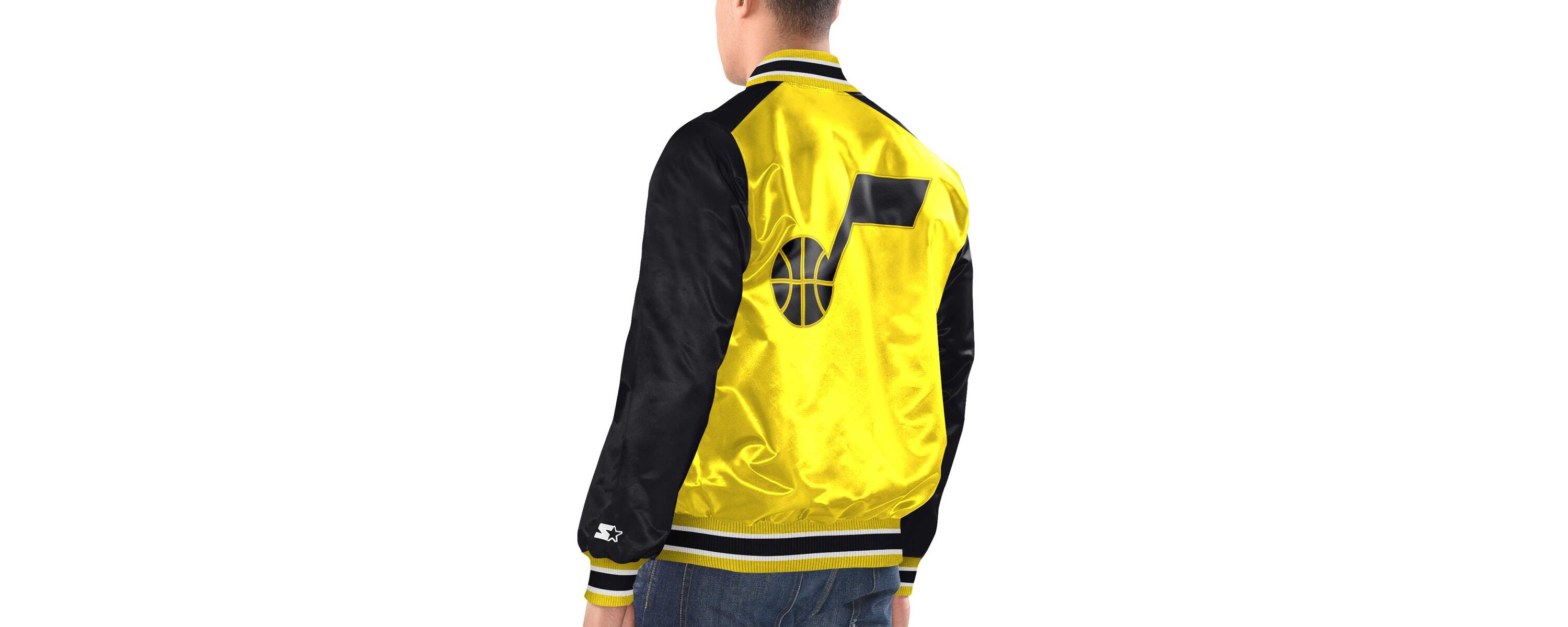 NBA Yellow/Black Utah Jazz Renegade Satin Full-Snap Varsity Jacket
