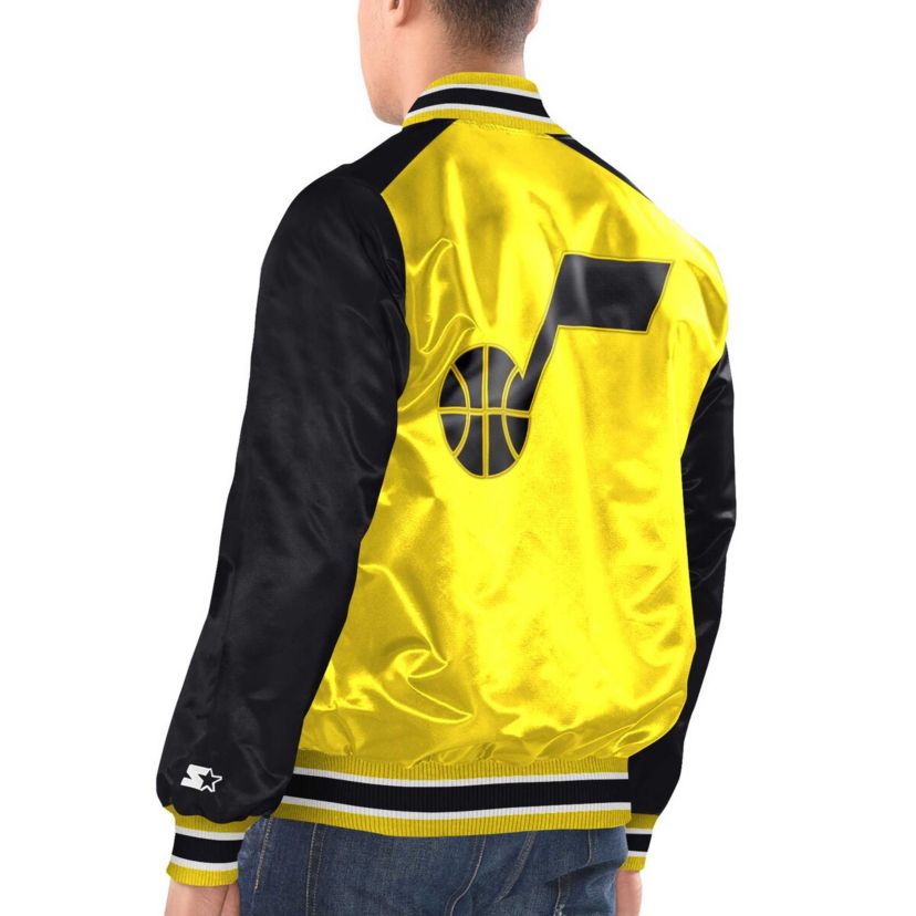 NBA Yellow/Black Utah Jazz Renegade Satin Full-Snap Varsity Jacket