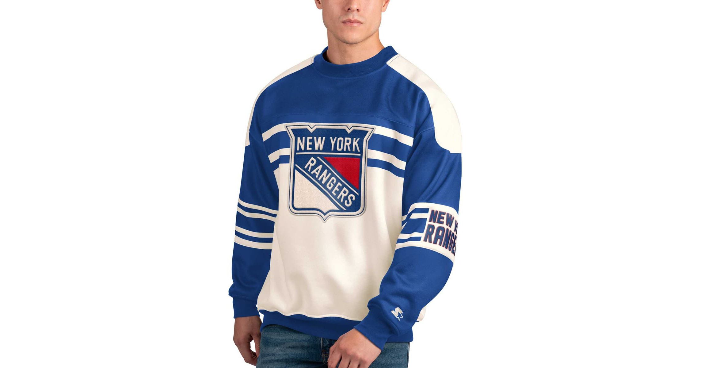 NHL New York Rangers Defense Fleece Crewneck Pullover Sweatshirt