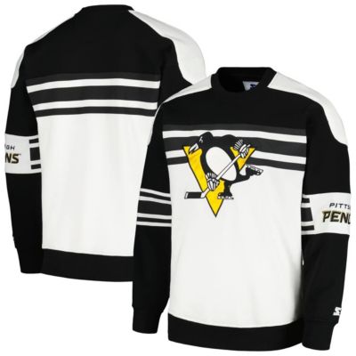 Starter Men's NHL Pittsburgh Penguins Defense Fleece Crewneck Pullover Sweatshirt, White, Medium