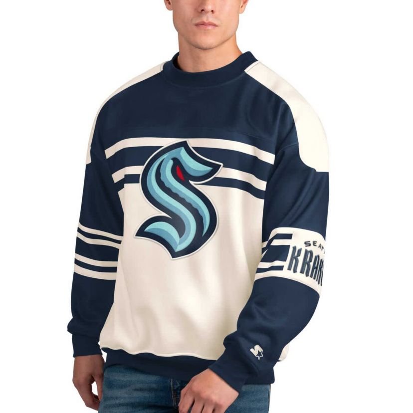 NHL Seattle Kraken Defense Fleece Crewneck Pullover Sweatshirt