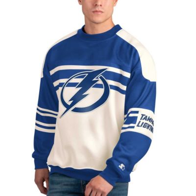 Starter Men's NHL Tampa Bay Lightning Defense Fleece Crewneck Pullover Sweatshirt, White, 2XL