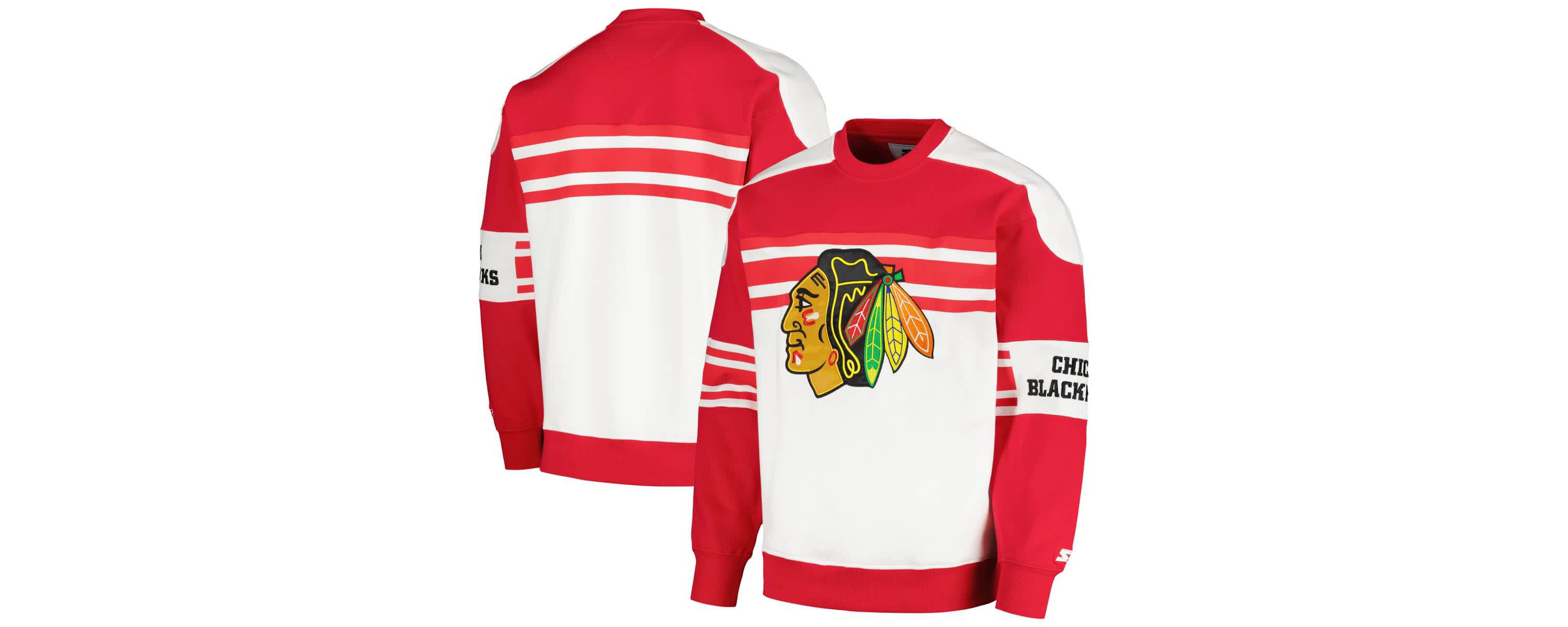 NHL Chicago Blackhawks Defense Fleece Crewneck Pullover Sweatshirt