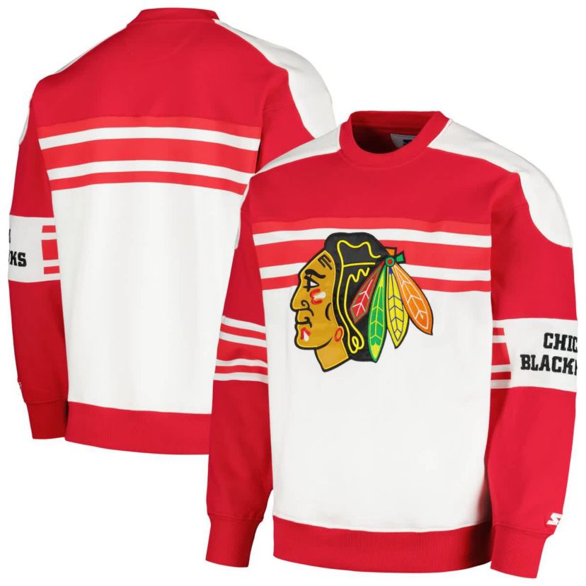 NHL Chicago Blackhawks Defense Fleece Crewneck Pullover Sweatshirt