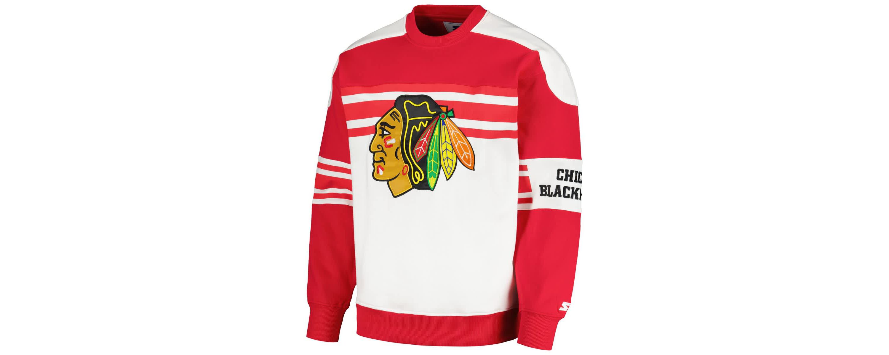 NHL Chicago Blackhawks Defense Fleece Crewneck Pullover Sweatshirt