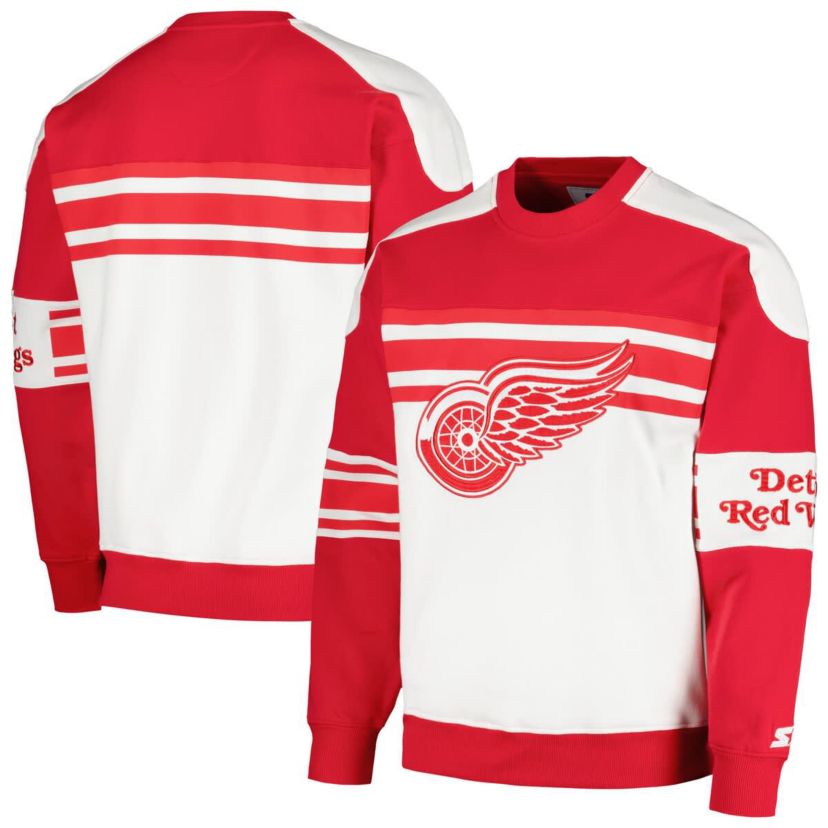 NHL Detroit Wings Defense Fleece Crewneck Pullover Sweatshirt