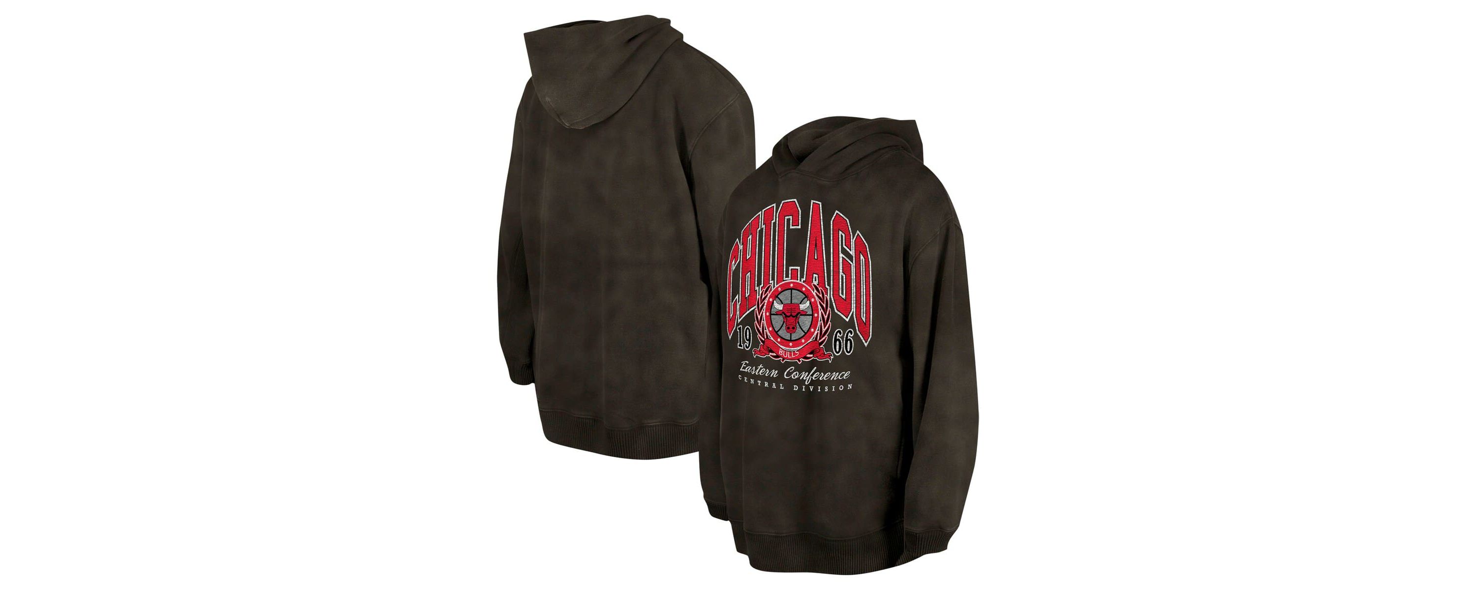 NBA Unisex Chicago Bulls Oversized Essentials Pigment Wash Fleece Pullover Hoodie