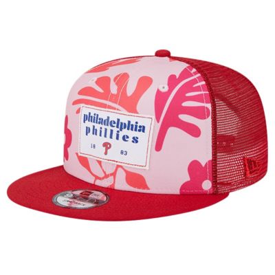 New Era Men's MLB Philadelphia Phillies Bikini Bottom Trucker 9FIFTY Snapback Hat, Red