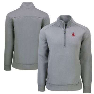 Cutter & Buck Men's Boston Red Sox MLB Boston Sox Cooperstown Collection Roam Eco Recycled Quarter-Zip Pullover, Gray, 3XL