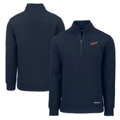 Cutter & Buck Men's MLB Detroit Tigers Cooperstown Collection Roam Eco Recycled Quarter-Zip Pullover, Navy Blue, 2XL