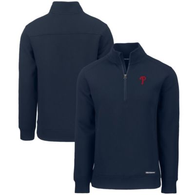 Cutter & Buck Men's MLB Philadelphia Phillies Roam Eco Recycled Quarter-Zip Pullover, Navy Blue, 2XL