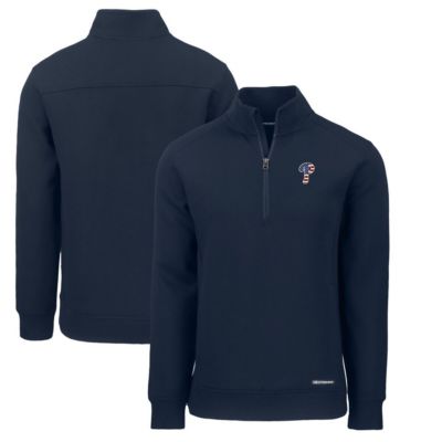 Cutter & Buck Men's MLB Philadelphia Phillies Americana Roam Eco Recycled Quarter-Zip Sweatshirt, Navy Blue, 2XL