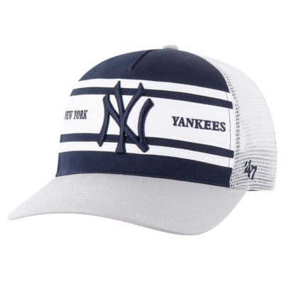 '47 Men's MLB New York Yankees Gridiron Super Stripe Relaxed Trucker Hitch Adjustable Hat, Navy Blue