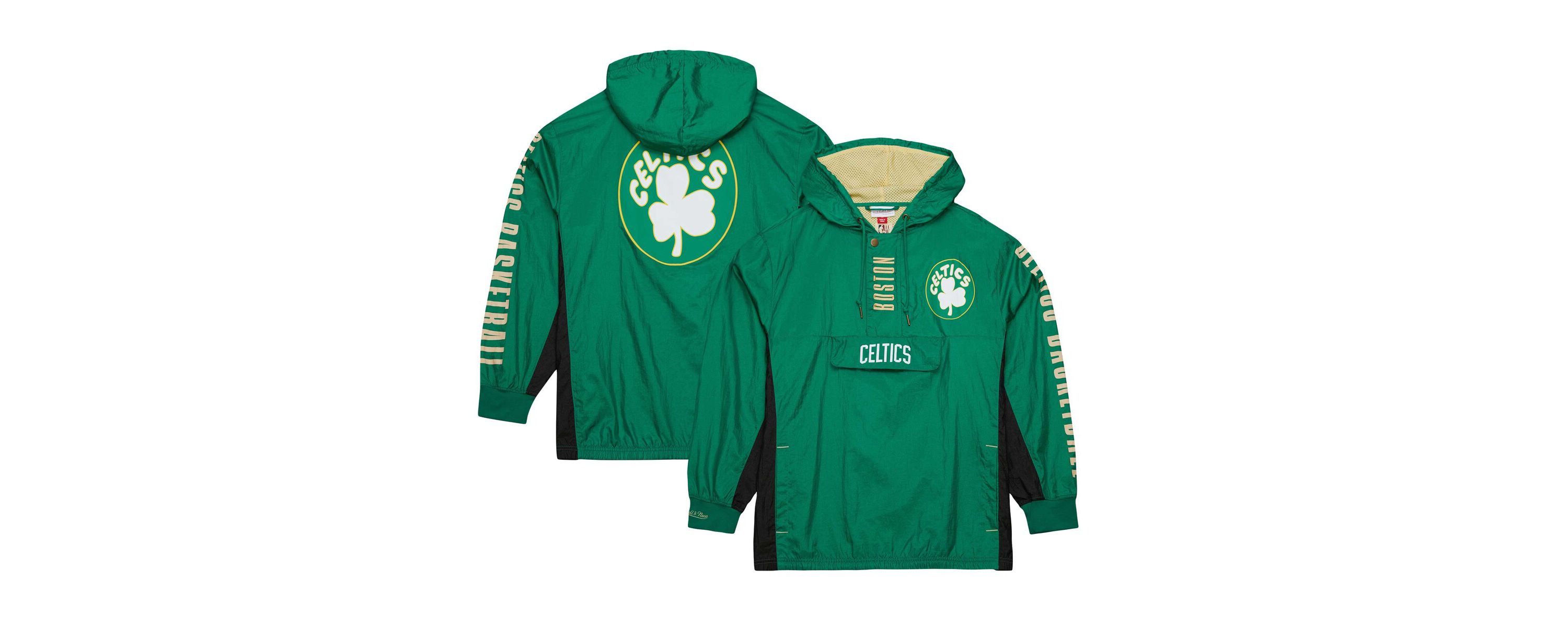 NBA Kelly Boston Celtics Big & Tall Hardwood Classics Team OG 2.0 Anorak Hoodie Quarter-Zip Windbreaker Jacket