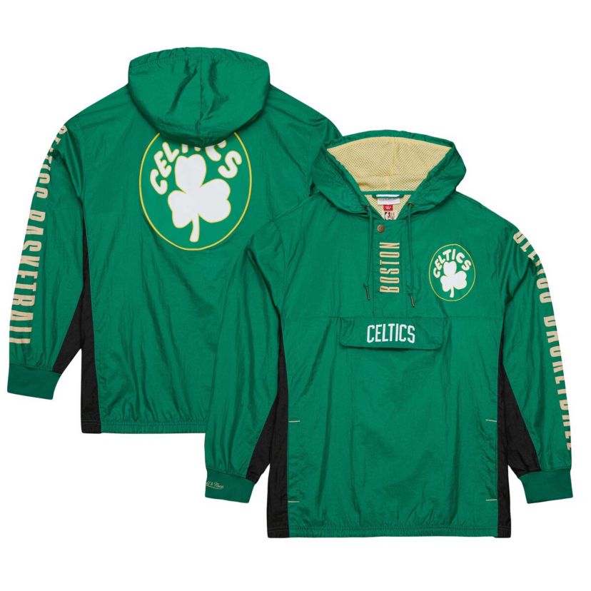 NBA Kelly Boston Celtics Big & Tall Hardwood Classics Team OG 2.0 Anorak Hoodie Quarter-Zip Windbreaker Jacket