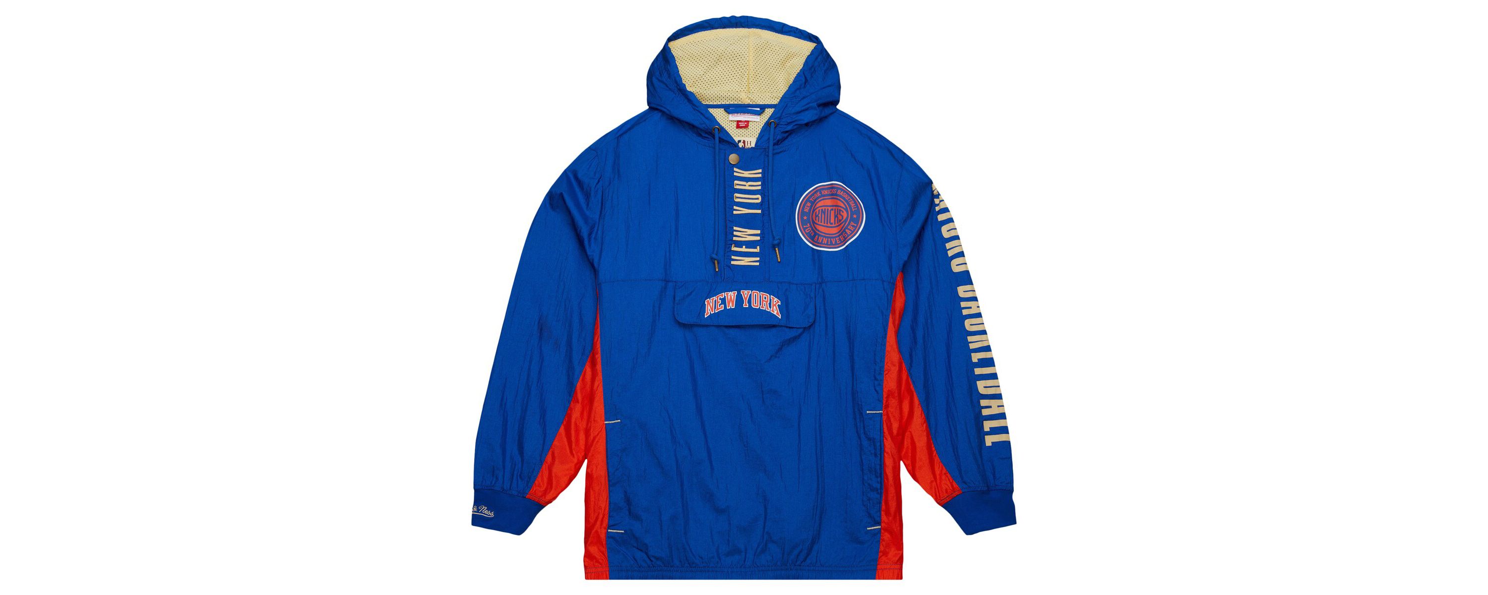 NBA New York Knicks Big & Tall Hardwood Classics Team OG 2.0 Anorak Hoodie Quarter-Zip Windbreaker Jacket