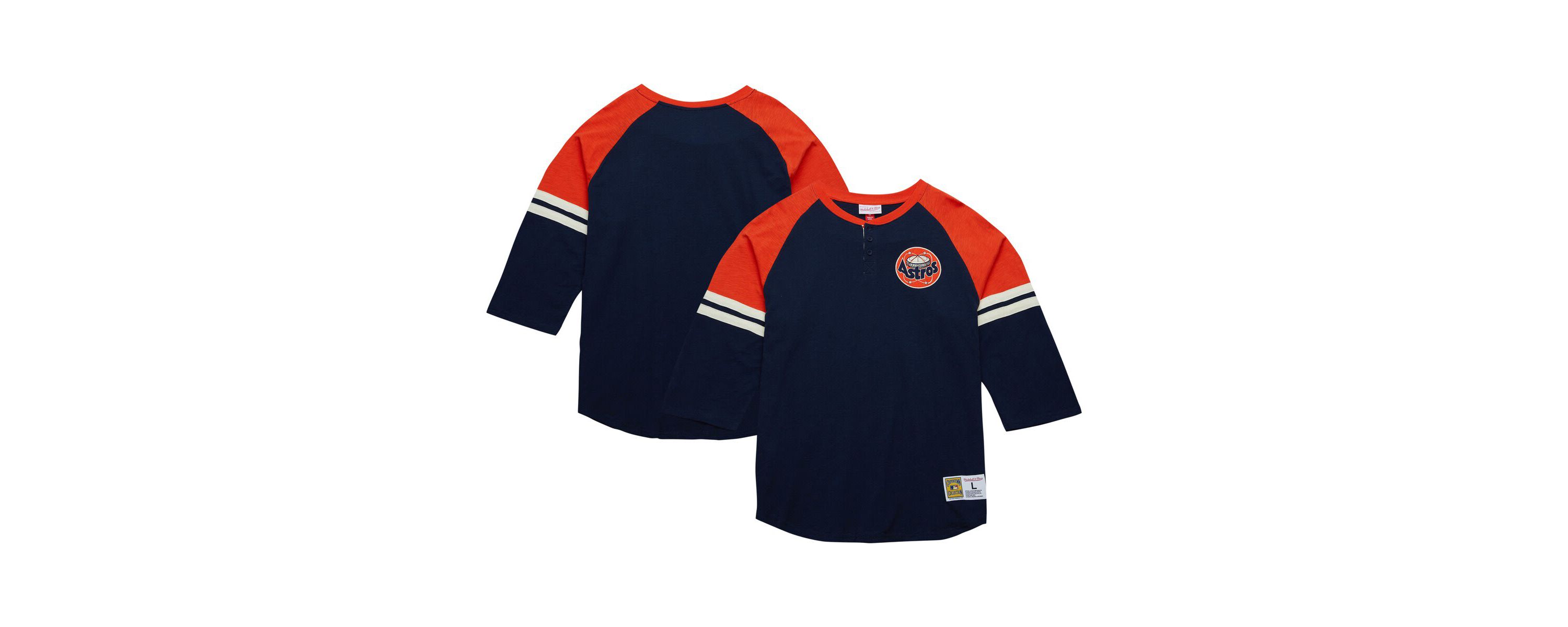 MLB Houston Astros Cooperstown Collection Legendary Raglan Slub Henley 3/4-Sleeve T-Shirt
