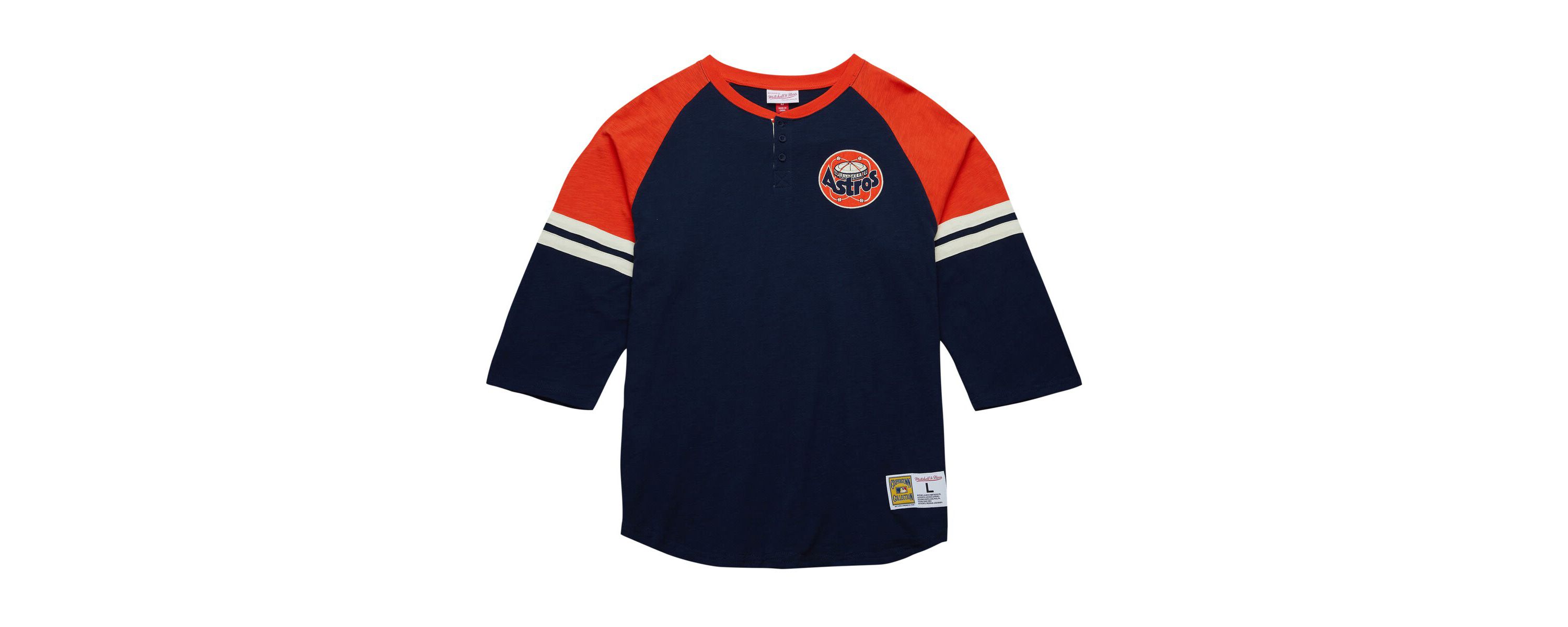 MLB Houston Astros Cooperstown Collection Legendary Raglan Slub Henley 3/4-Sleeve T-Shirt