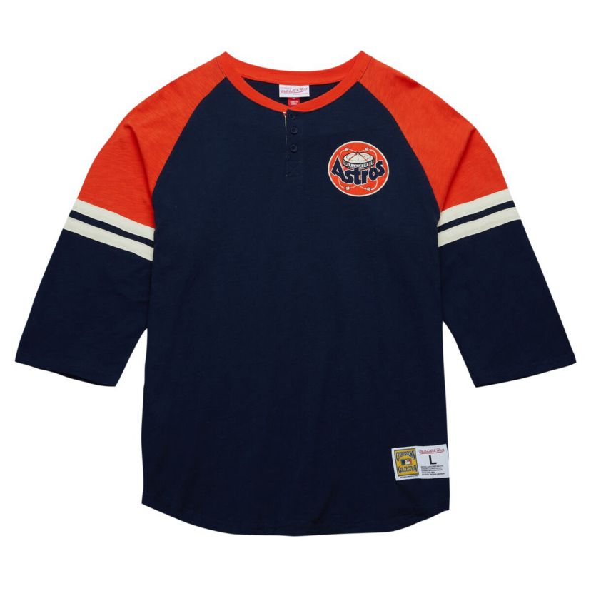 MLB Houston Astros Cooperstown Collection Legendary Raglan Slub Henley 3/4-Sleeve T-Shirt