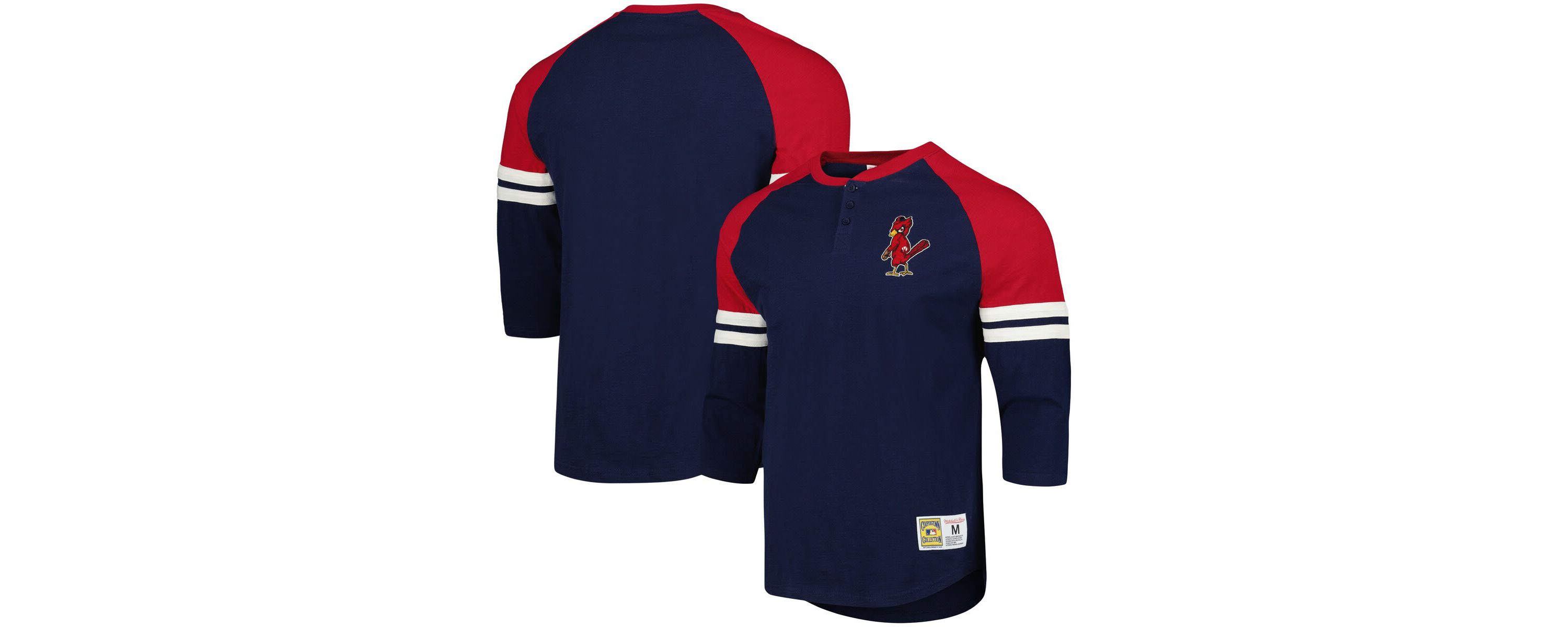 MLB St. Louis Cardinals Cooperstown Collection Legendary Raglan Slub Henley Three-Quarter Sleeve T-Shirt