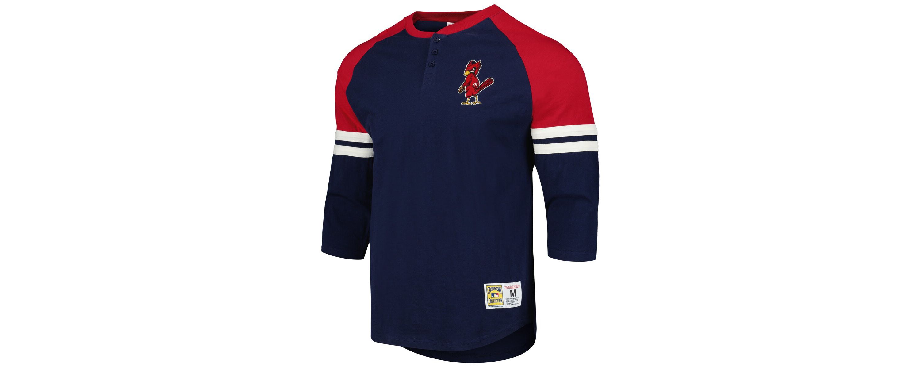 MLB St. Louis Cardinals Cooperstown Collection Legendary Raglan Slub Henley Three-Quarter Sleeve T-Shirt