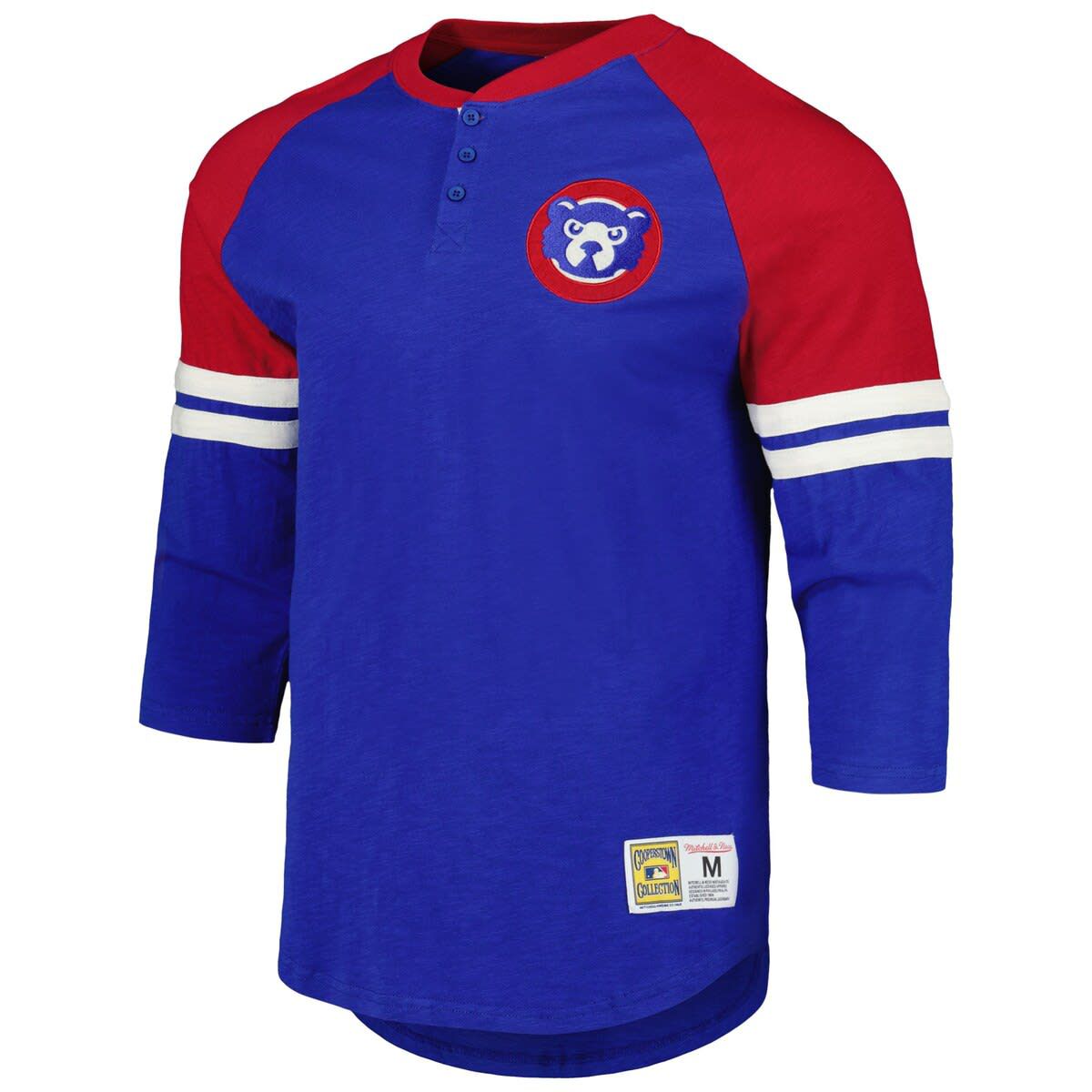 MLB Chicago Cubs Cooperstown Collection Legendary Raglan Slub Henley Three-Quarter Sleeve T-Shirt