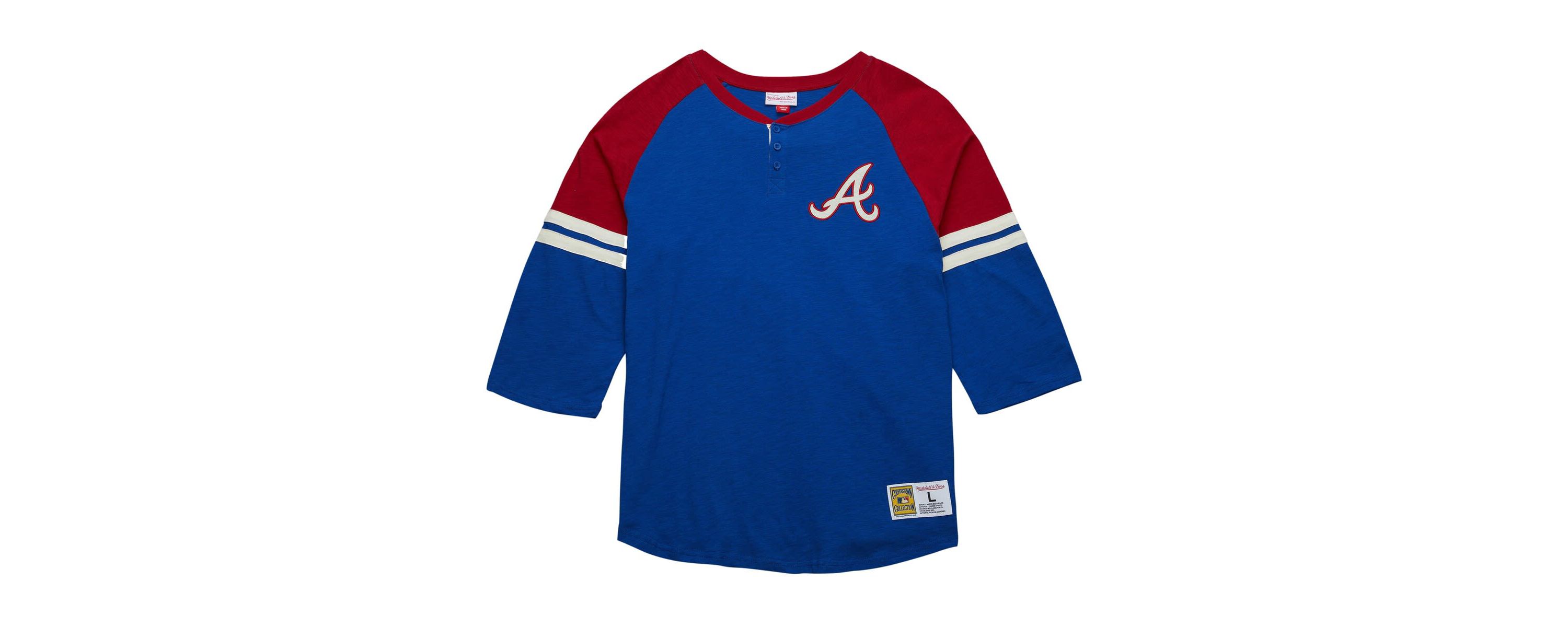 MLB Atlanta Braves Cooperstown Collection Legendary Raglan Slub Henley 3/4-Sleeve T-Shirt
