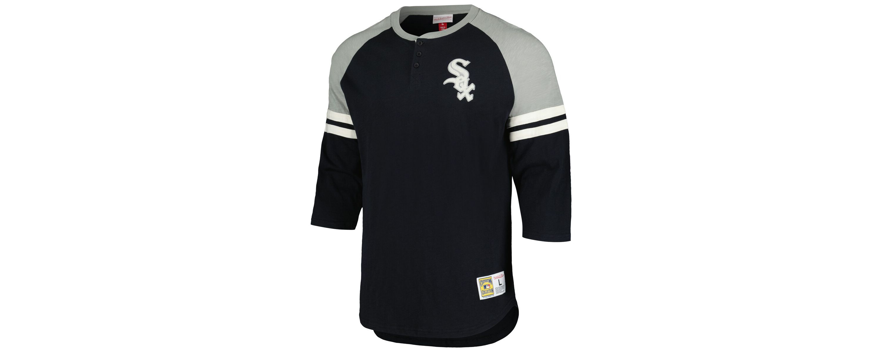 Chicago White Sox MLB Chicago Sox Cooperstown Collection Legendary Raglan Slub Henley 3/4-Sleeve T-Shirt