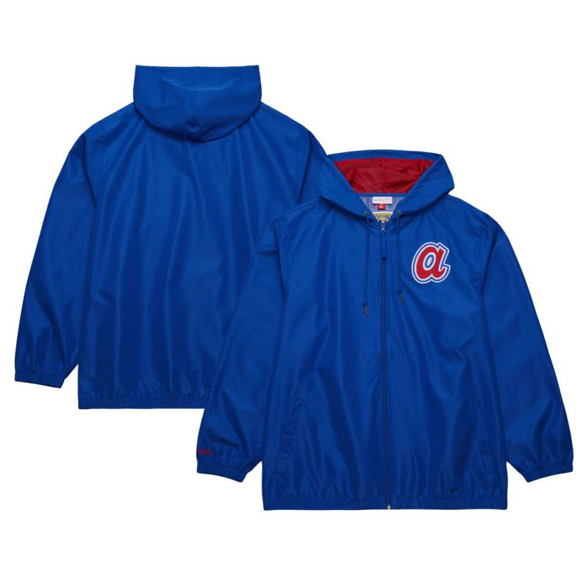 MLB Atlanta Braves Cooperstown Collection Vintage Logo Full-Zip Hoodie Windbreaker Jacket