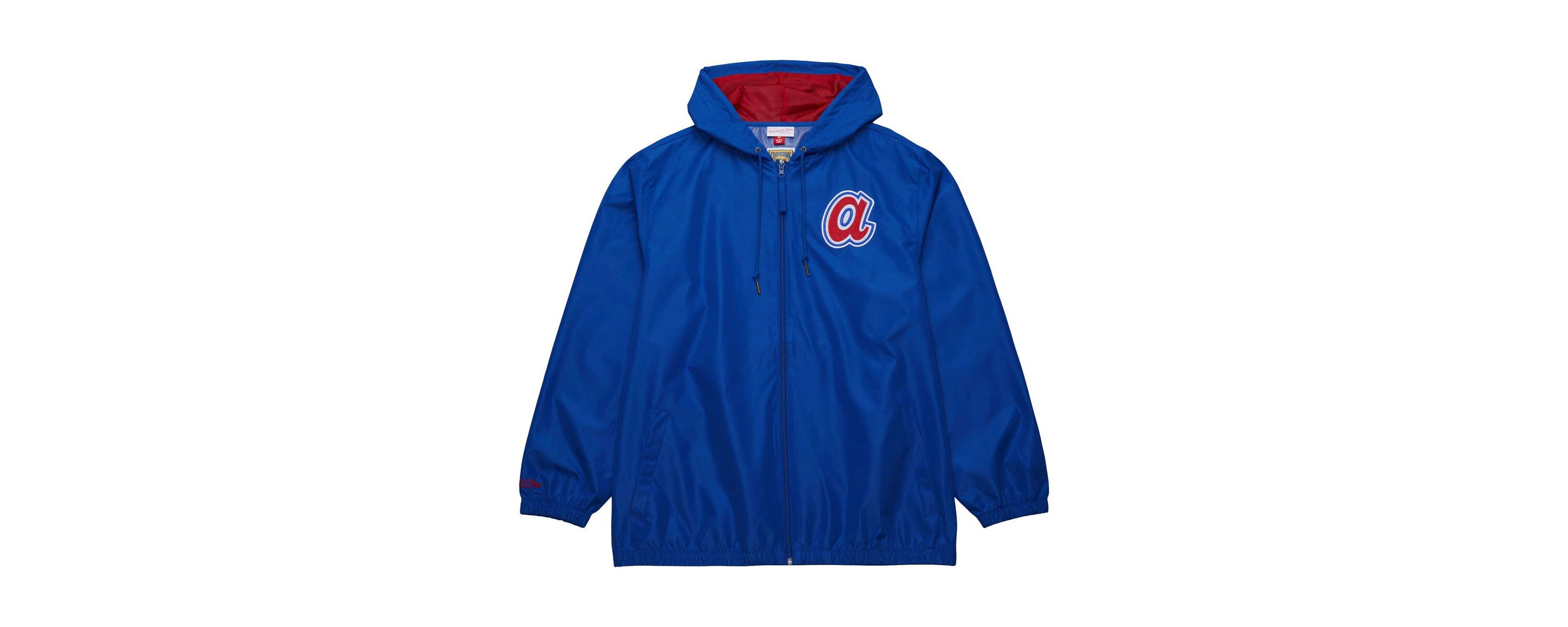MLB Atlanta Braves Cooperstown Collection Vintage Logo Full-Zip Hoodie Windbreaker Jacket