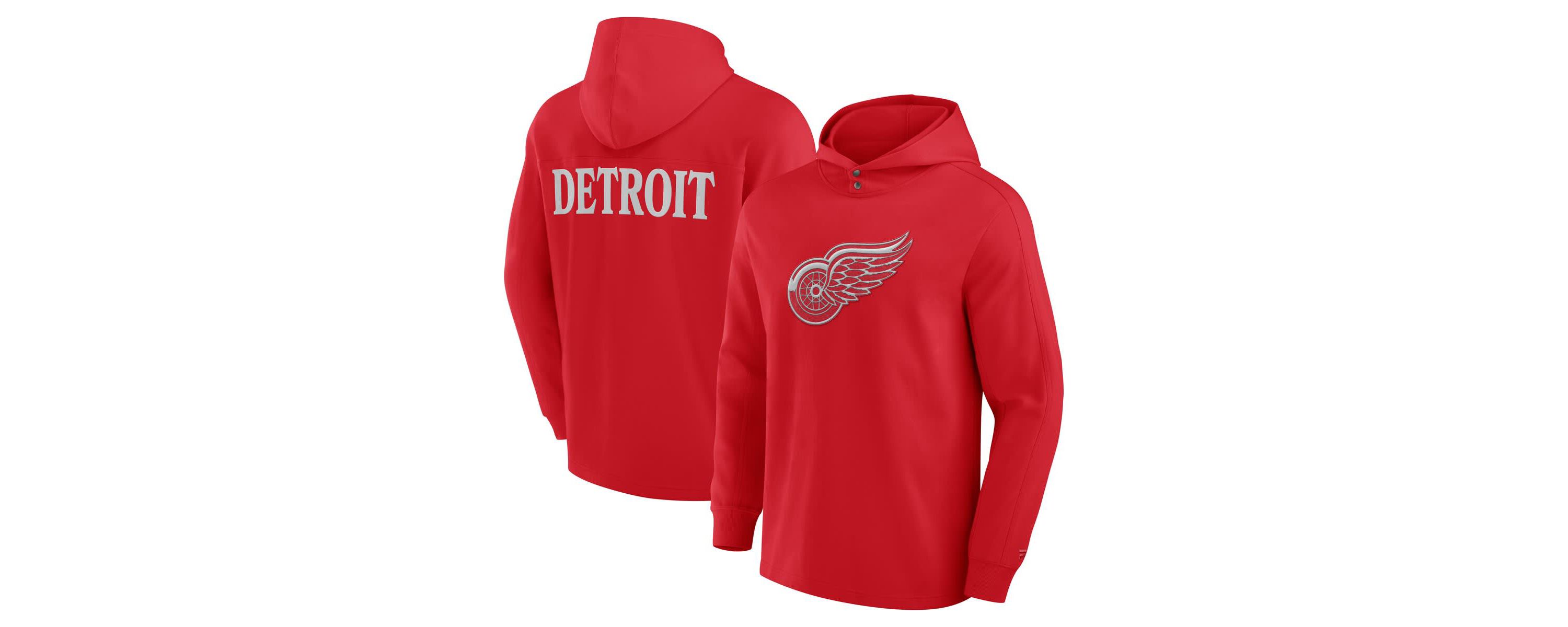 NHL Fanatics Detroit Wings Elements Blaze Tri-Blend Long Sleeve Hoodie T-Shirt